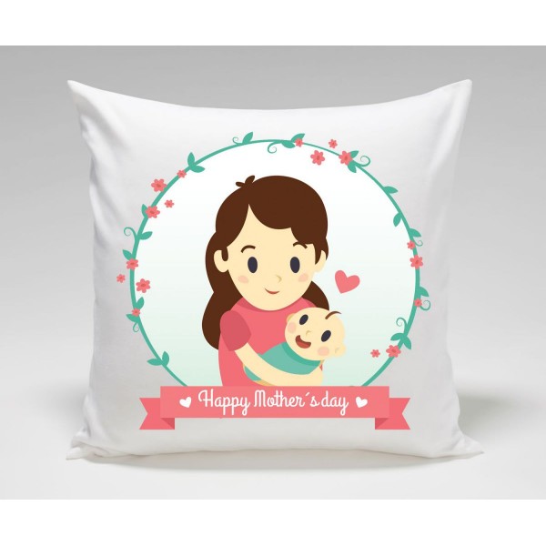 Beautiful Mumma Baby Happy Mothers Day Plush Decorative Cushion 